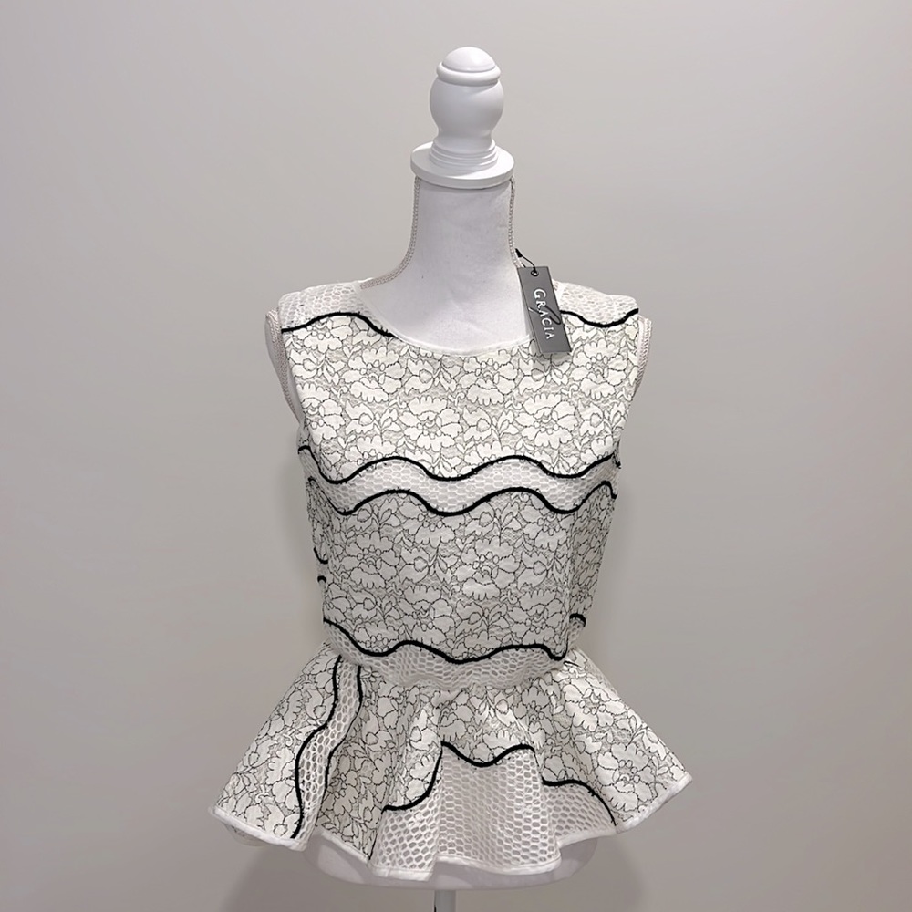 Gracia Embroidered Peplum Top